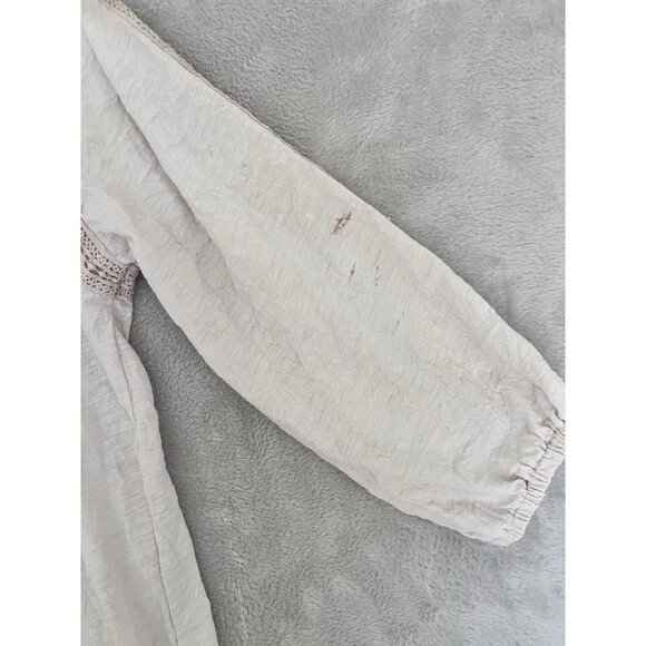 Sundance Catalog Beige Blouse Top Womens L Lace Boho Casual Beach Vacation - Picture 5 of 8